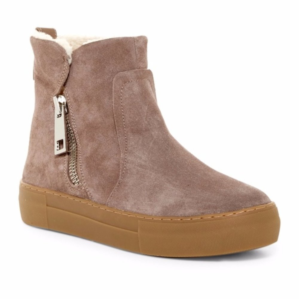 J/ SLIDES Womens Celia Suede Bootie in Taupe